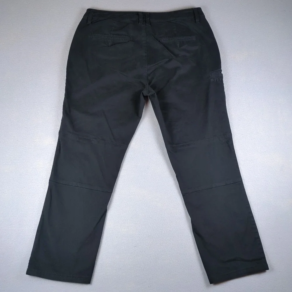 BYLT Stretch Chino Pants Mens 36x25 (34x25) Black Casual Pant Utility Pocket
